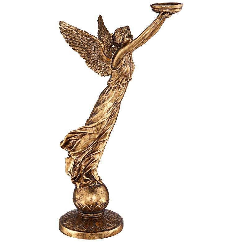 Image 4 Golden Angel 38 1/2 inch High Statue Candle Holder more views