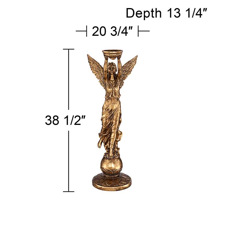 Image 7 Golden Angel 38 1/2 inch High Statue Candle Holder more views