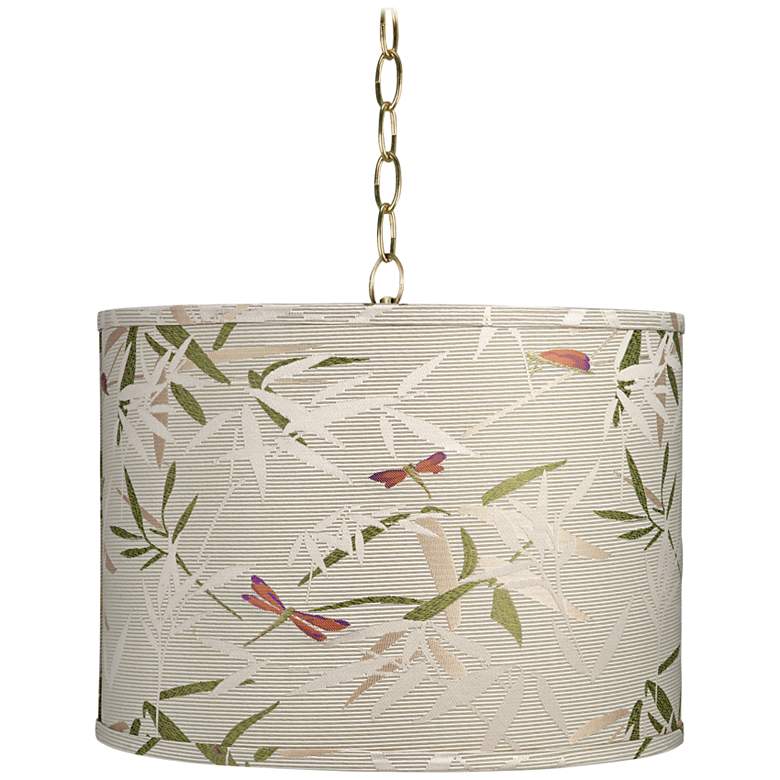 Image 1 Golden Bamboo 15" Wide Antique Brass Shaded Pendant Light