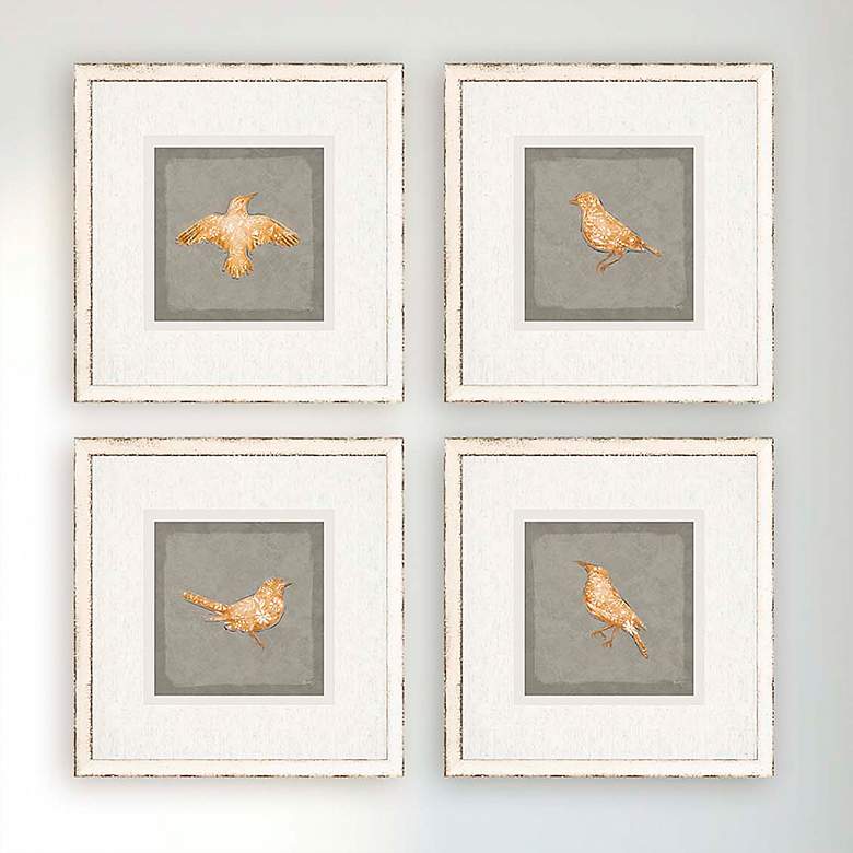 Image 1 Golden Birds II 16" Square 4-Piece Framed Wall Art Set