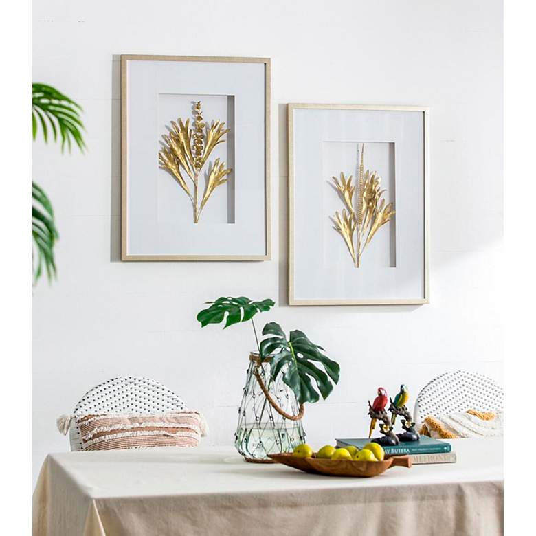 Image 6 Golden Botanical Flowers 31 1/2" High Gold Finish Wall Art Set of 2 more views