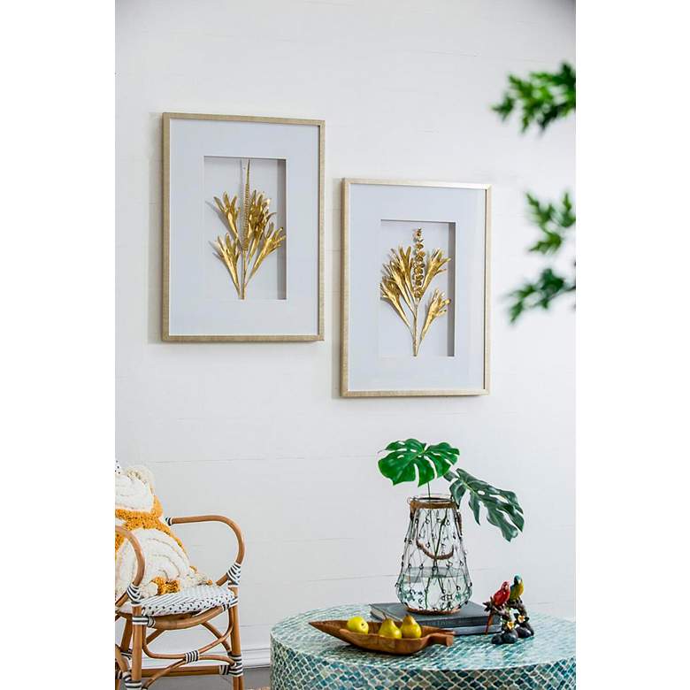 Image 7 Golden Botanical Flowers 31 1/2" High Gold Finish Wall Art Set of 2 more views