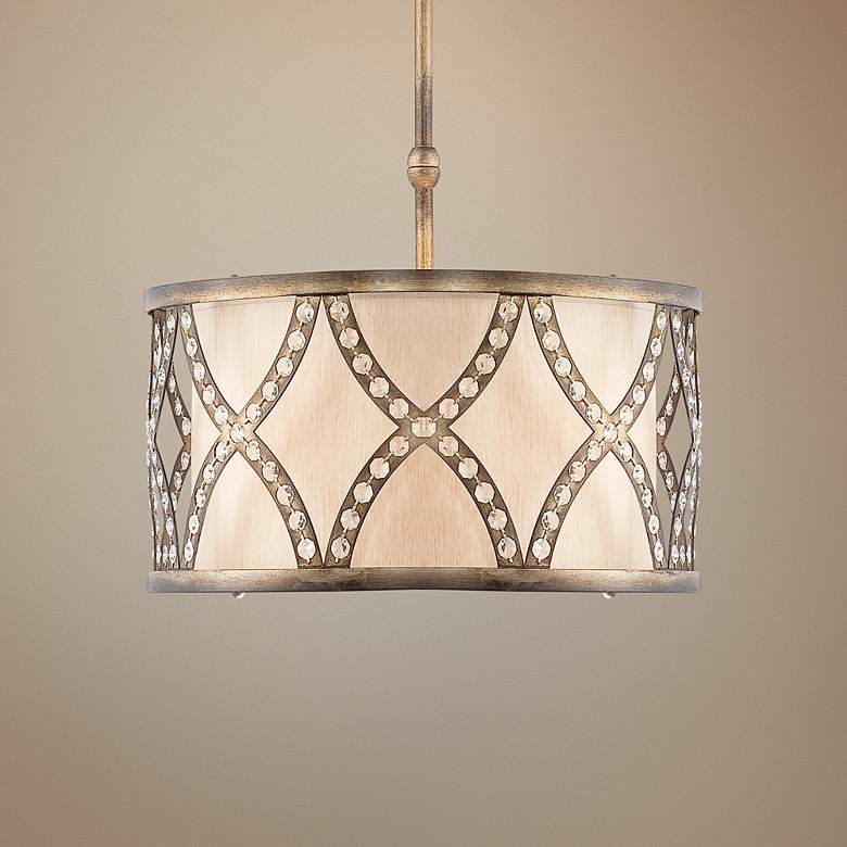 Image 1 Golden Bronze Criss-Cross 19 3/4 inch Wide Pendant Light