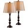 Golden Bronze Traditional Candlestick Table Lamps Set of 2