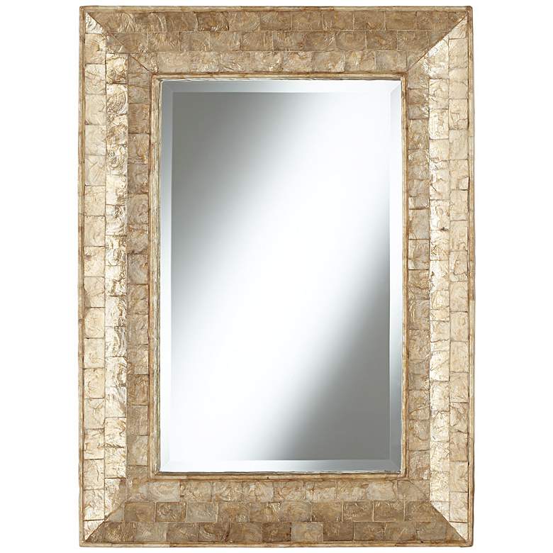 Golden Capiz Shell 32 1/4&quot; High Framed Wall Mirror
