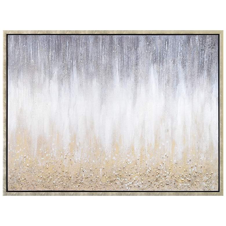 Image 1 Golden Cascade Textured Glitter Hand Painted Framed Canvas Wall Art