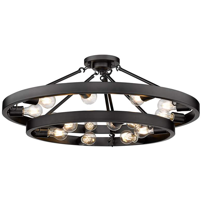 Image 2 Golden Castile 32" Wide Matte Black 15-Light Ring Ceiling Light