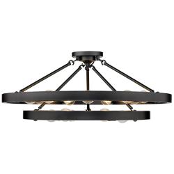 Golden Castile 32" Wide Matte Black 15-Light Ring Ceiling Light