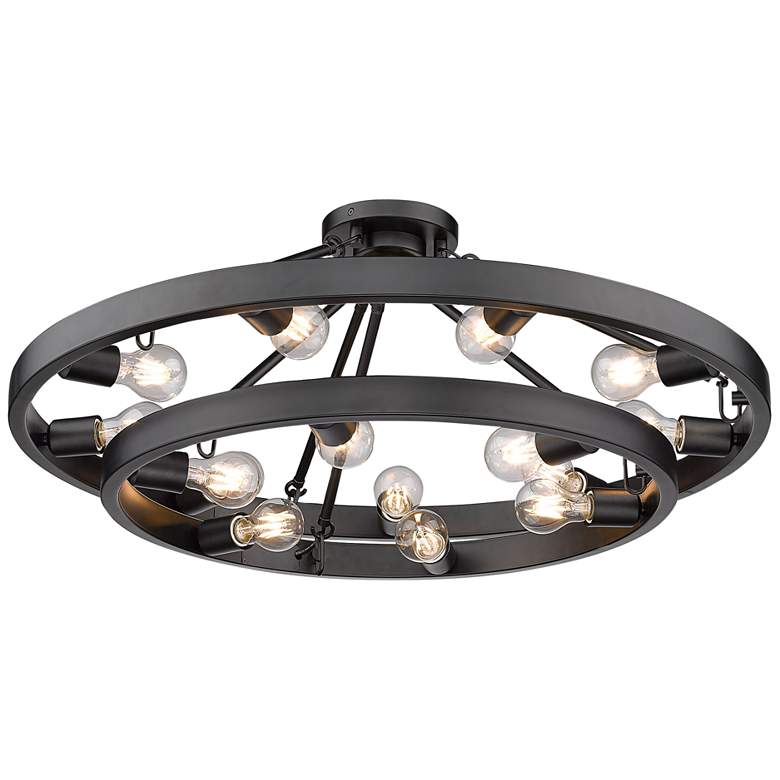 Image 6 Golden Castile 32" Wide Matte Black 15-Light Ring Ceiling Light more views