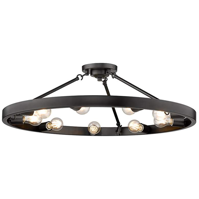 Image 2 Golden Castile 32" Wide Matte Black 9-Light Ring Ceiling Light