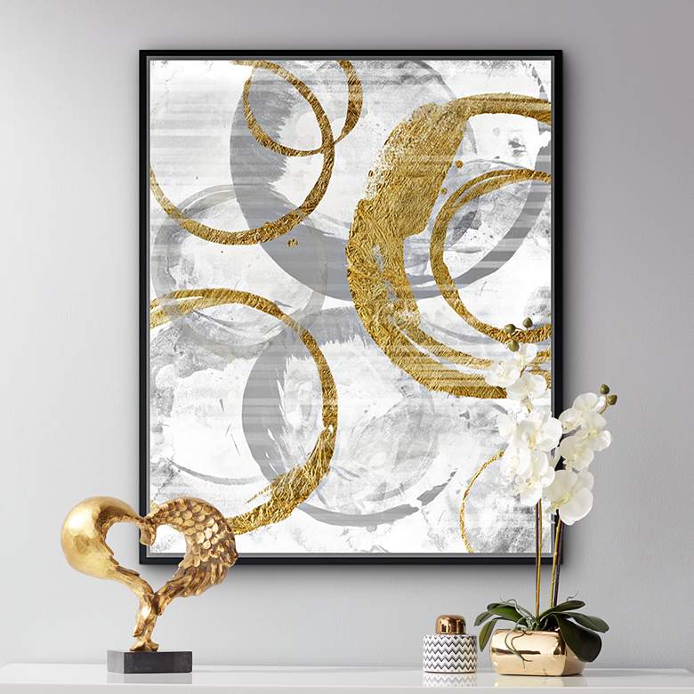 Image 1 Golden Circles I 37 3/4" High Framed Canvas Wall Art