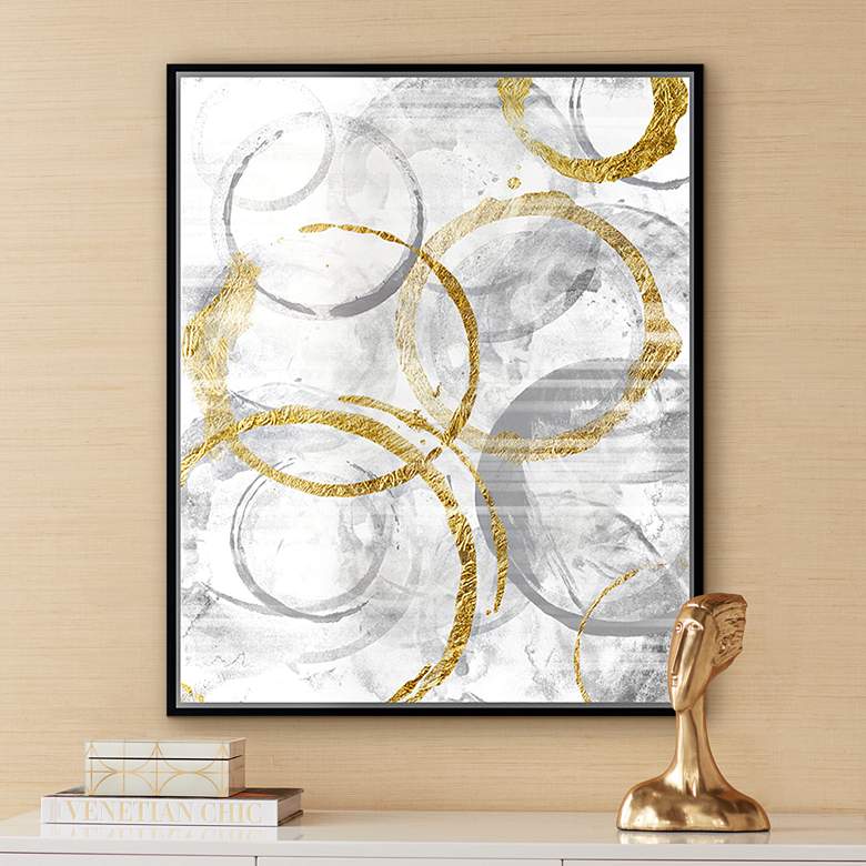 Golden Circles II 37 3/4&quot; High Framed Canvas Wall Art