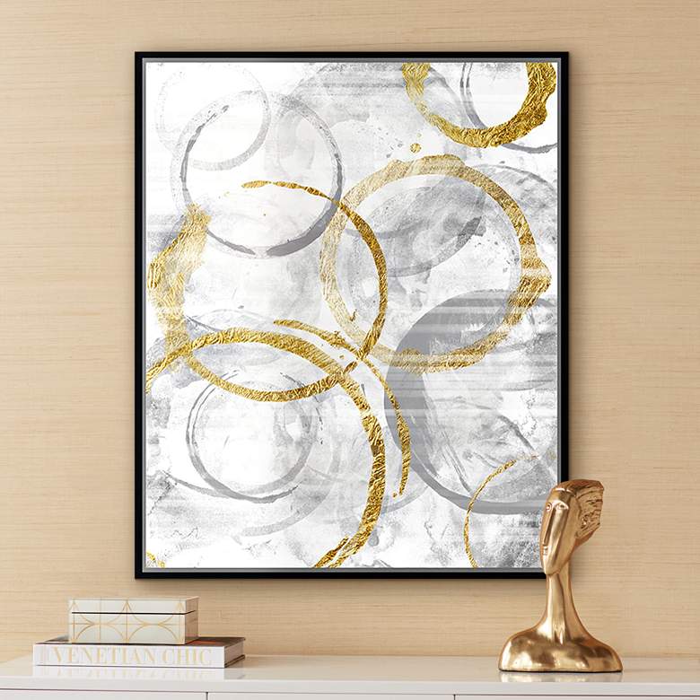 Image 1 Golden Circles II 37 3/4 inch High Framed Canvas Wall Art