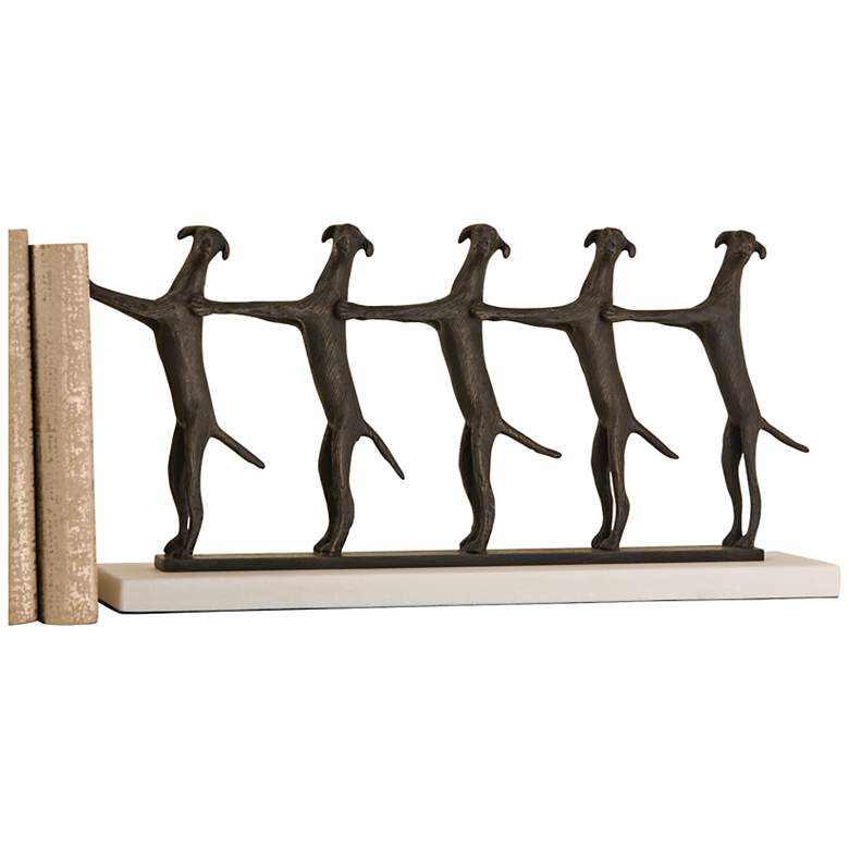 Image 1 Golden Conga Line 18" Wide Bronze Dog Sculpture