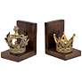 Golden Crowns 6" High King and Queen Antique Bookends Set