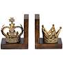 Golden Crowns 6" High King and Queen Antique Bookends Set