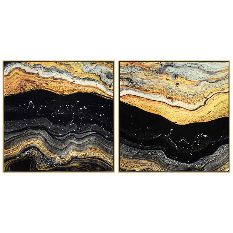 Image 1 Golden Earth Crystallus Coated Framed Glossy Abstract Canvas Wall Art