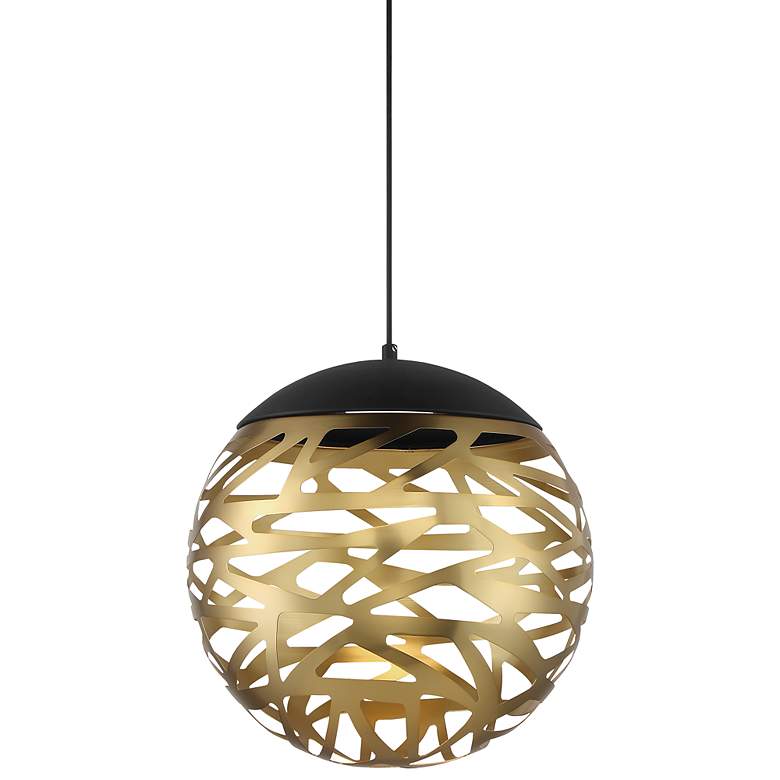 Image 2 Golden Eclipse 14"W Coal and Honey Gold LED Pendant Light