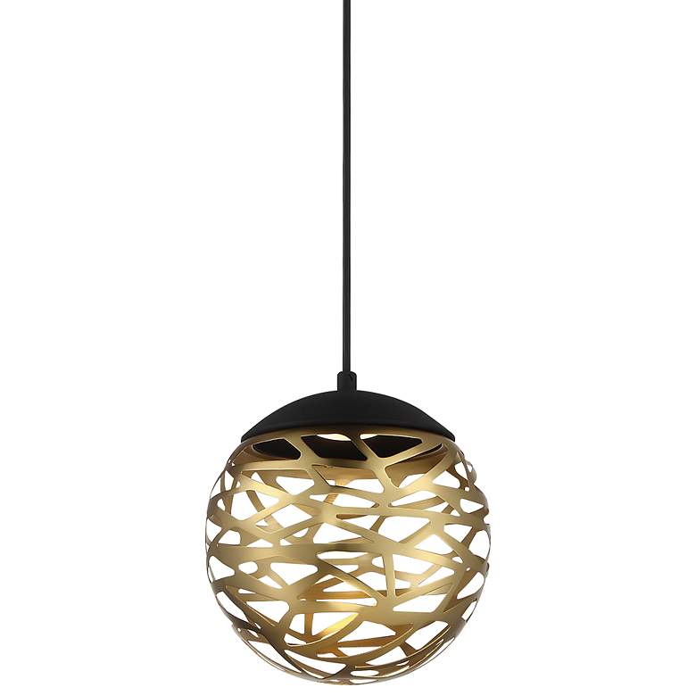 Image 1 Golden Eclipse 8 inchW Coal Honey Gold LED Mini Pendant Light