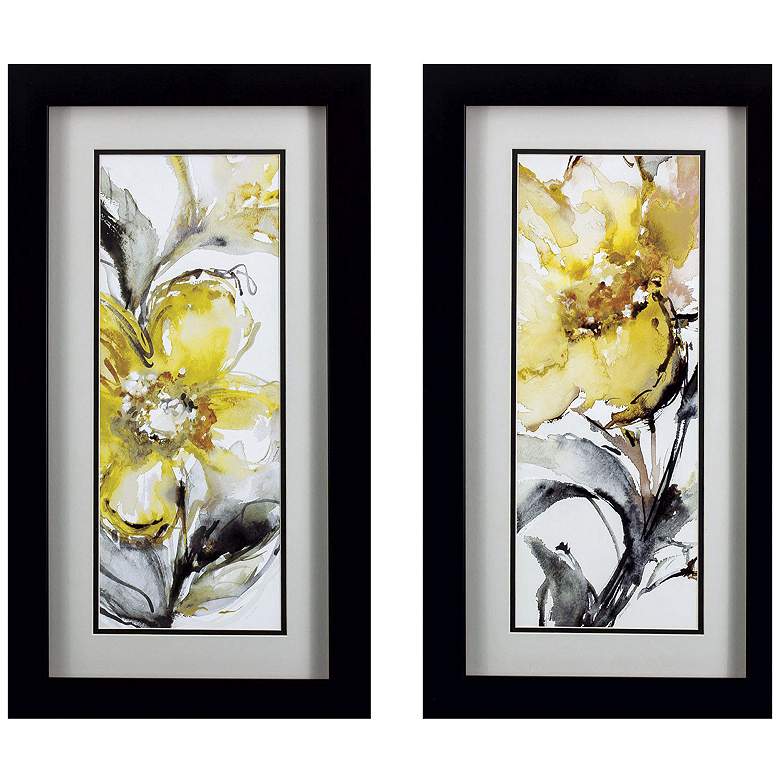 Image 1 Golden Flower 14"W x 26"H Framed Art Set of 2