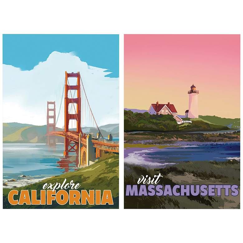 Image 2 Golden Gate and Massachusetts 24 inch x 36 inch 2-Piece Wall Art Set