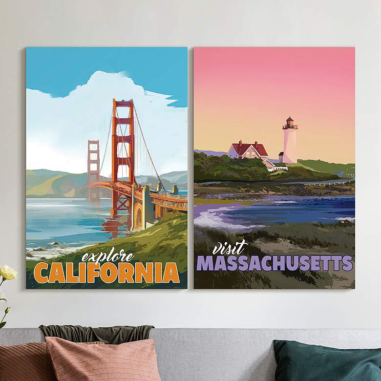 Image 1 Golden Gate and Massachusetts 24 inch x 36 inch 2-Piece Wall Art Set