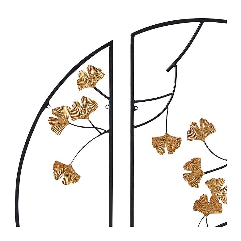 Image 3 Golden Gingko Leaves 3-Piece Metal Wall Art Set more views