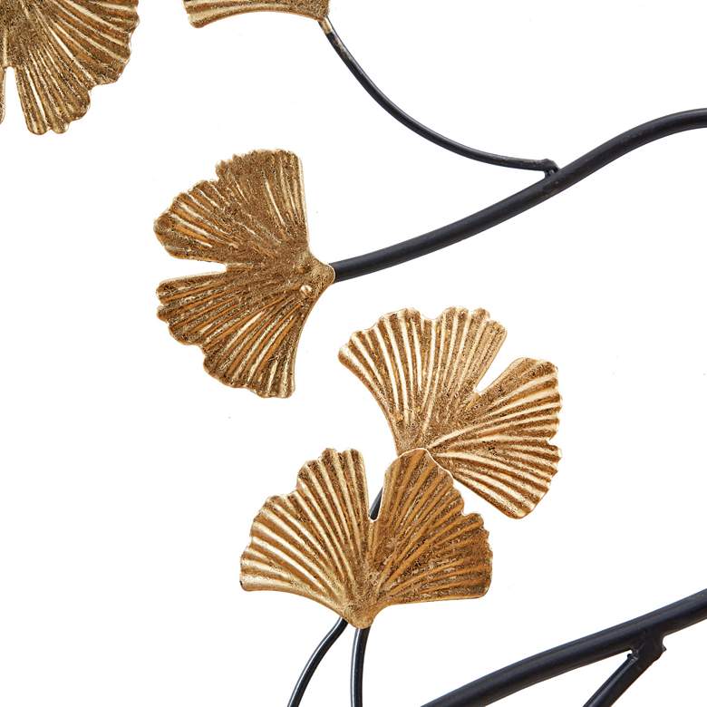 Image 4 Golden Gingko Leaves 3-Piece Metal Wall Art Set more views