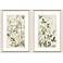 Golden Green Branches 20"W x 32"H Framed Art Set of 2
