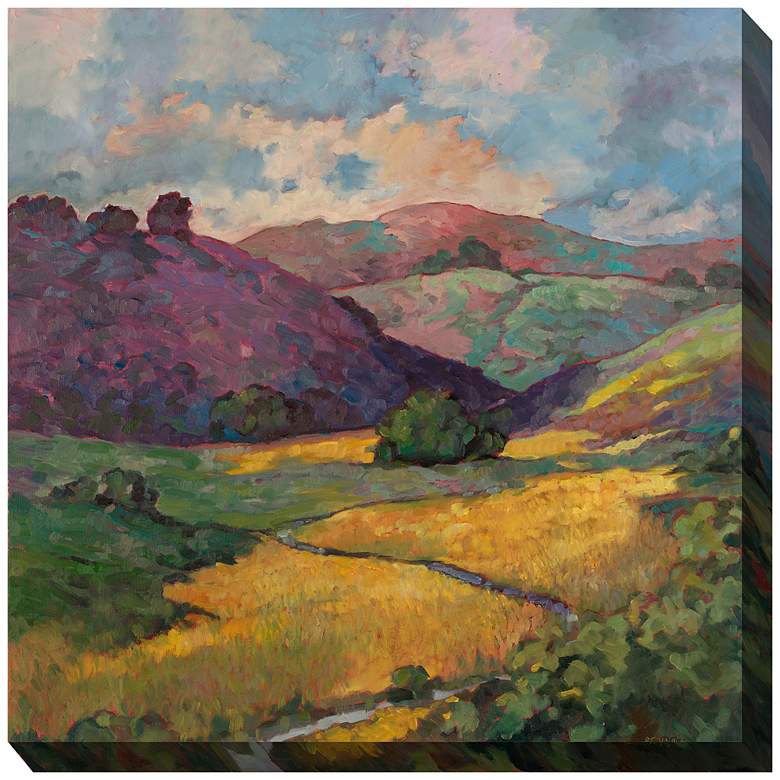 Image 2 Golden Hillside 24" Square Outdoor Canvas Wall Art