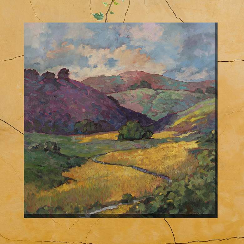 Image 1 Golden Hillside 24" Square Outdoor Canvas Wall Art