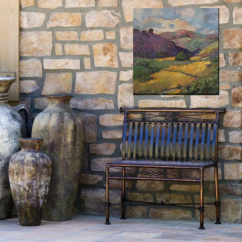Image 3 Golden Hillside 24" Square Outdoor Canvas Wall Art more views
