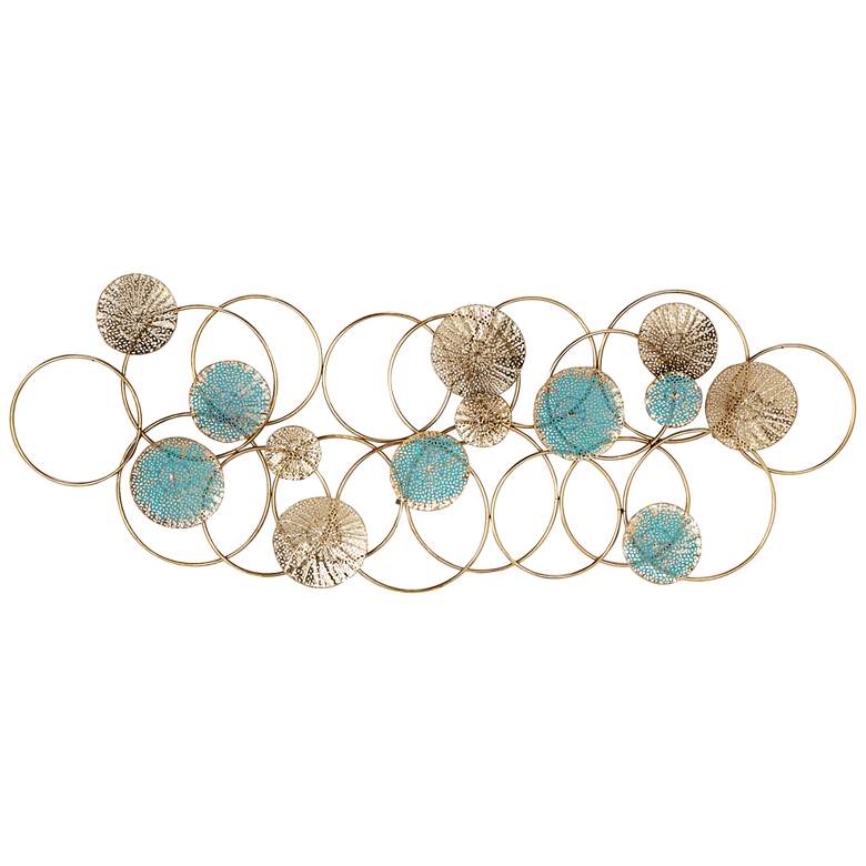 Image 1 Golden Hoops and Discs 48" Wide Gold Blue Metal Wall Art