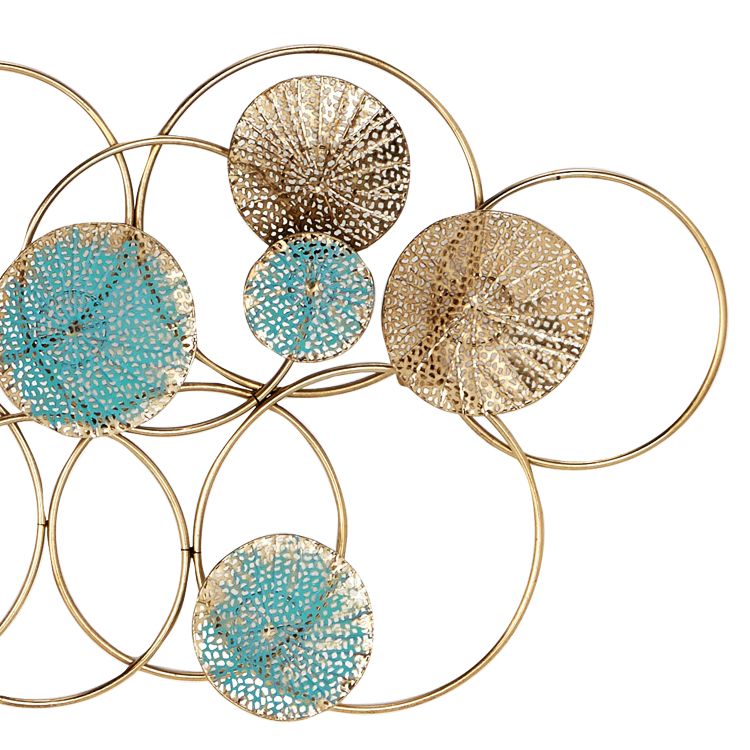Image 2 Golden Hoops and Discs 48" Wide Gold Blue Metal Wall Art more views