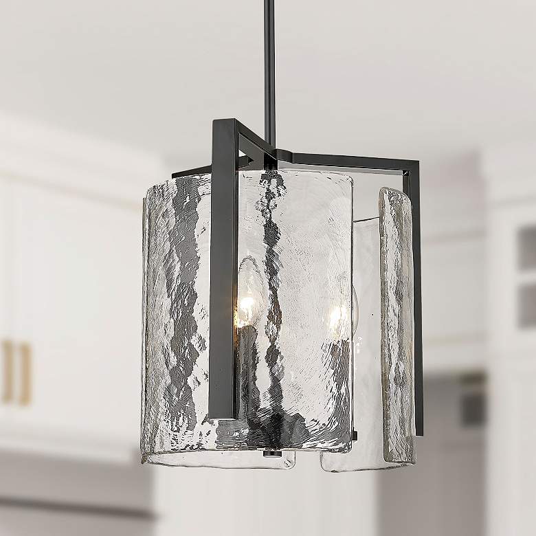 Image 1 Golden Lighting Aenon 13" Wide Matte Black Water Glass 3-:Lght Pendant