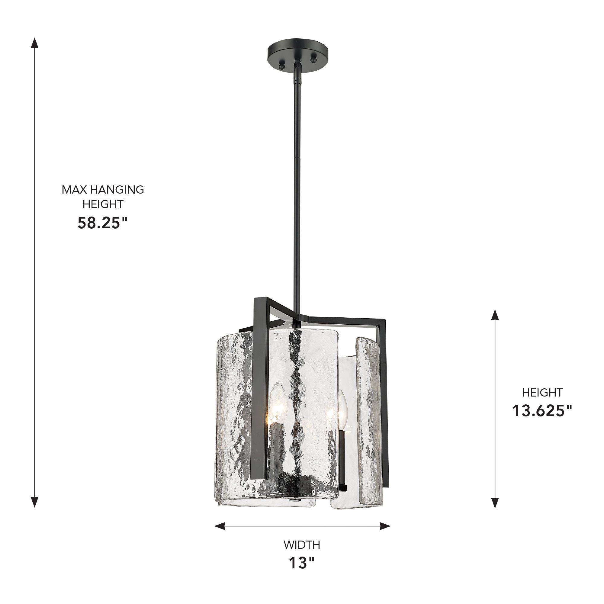 Golden Lighting Aenon 13" Wide Matte Black Water Glass 3-:Lght Pendant