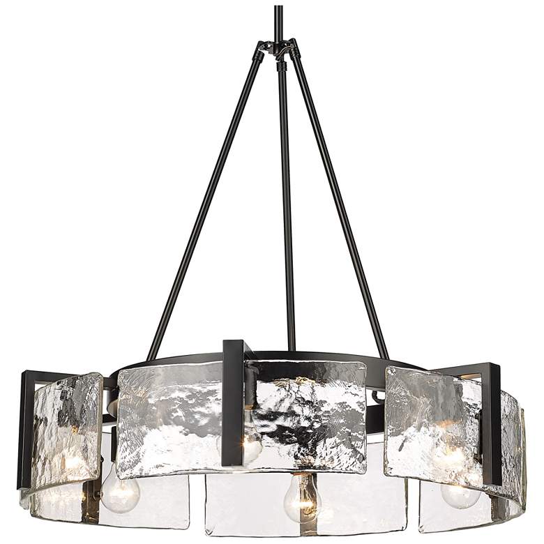 Image 2 Golden Lighting Aenon 27 3/4" Matte Black Water Glass Chandelier