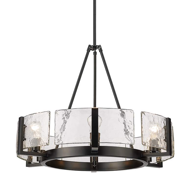 Image 5 Golden Lighting Aenon 27 3/4" Matte Black Water Glass Chandelier more views