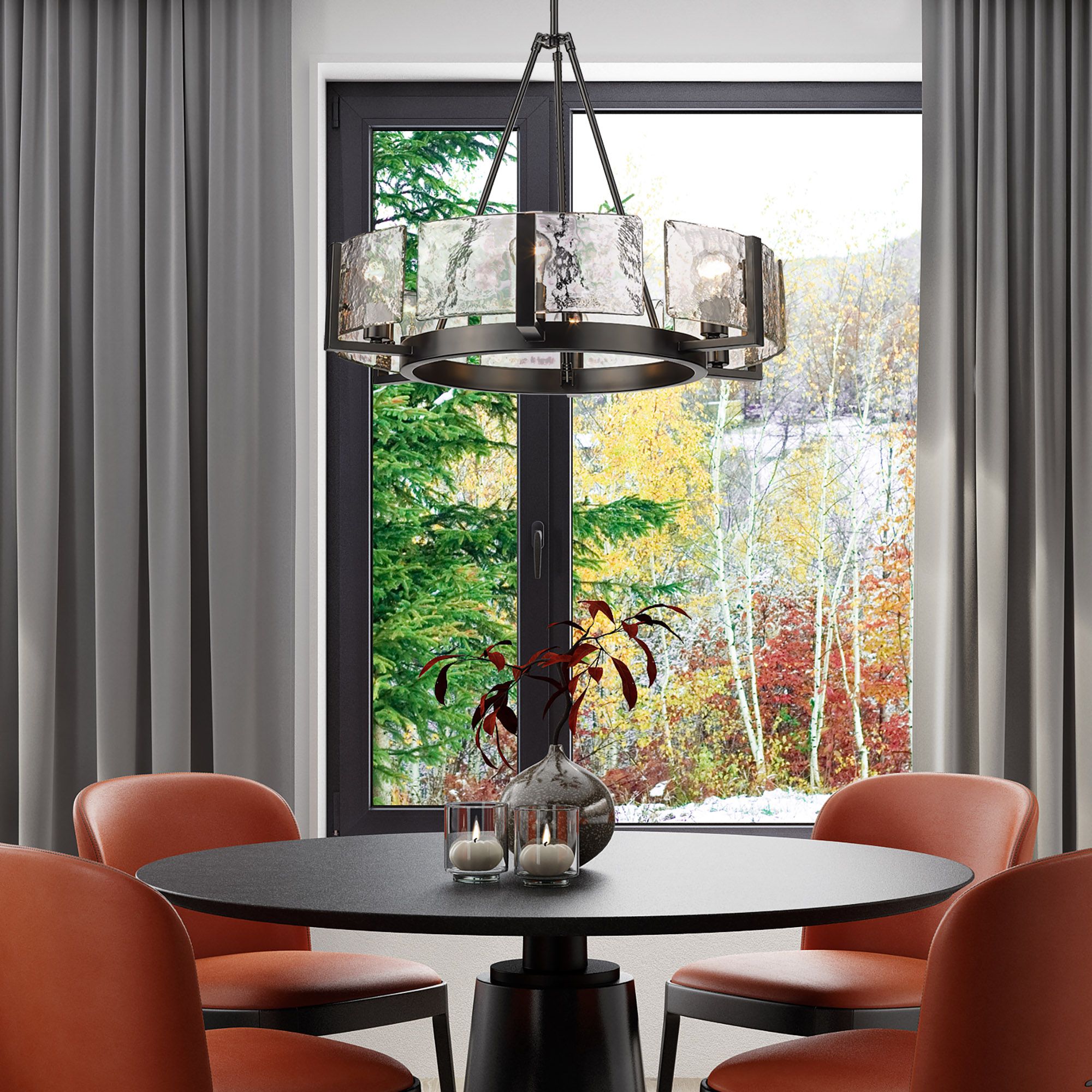 Golden Lighting Aenon 27 3/4" Matte Black Water Glass Chandelier