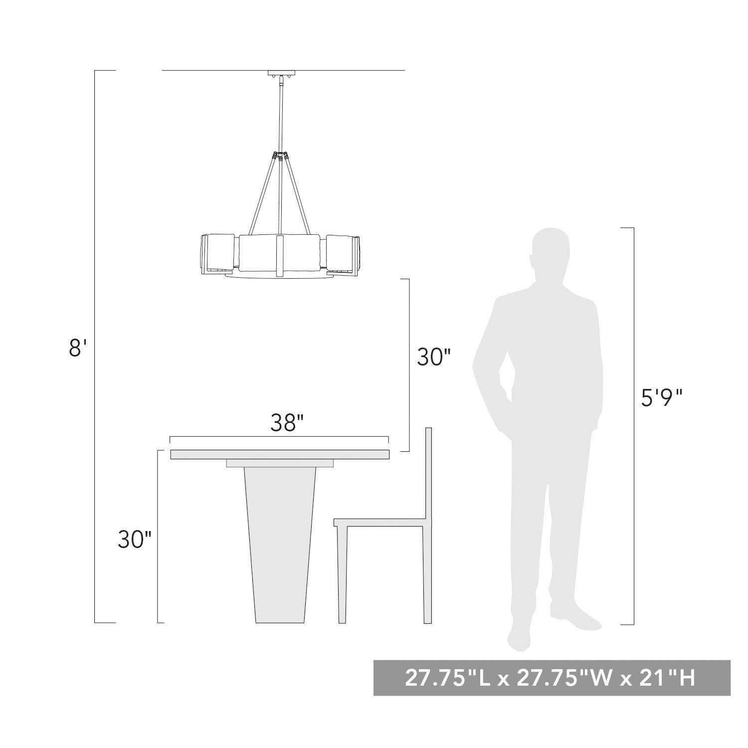 Golden Lighting Aenon 27 3/4" Matte Black Water Glass Chandelier