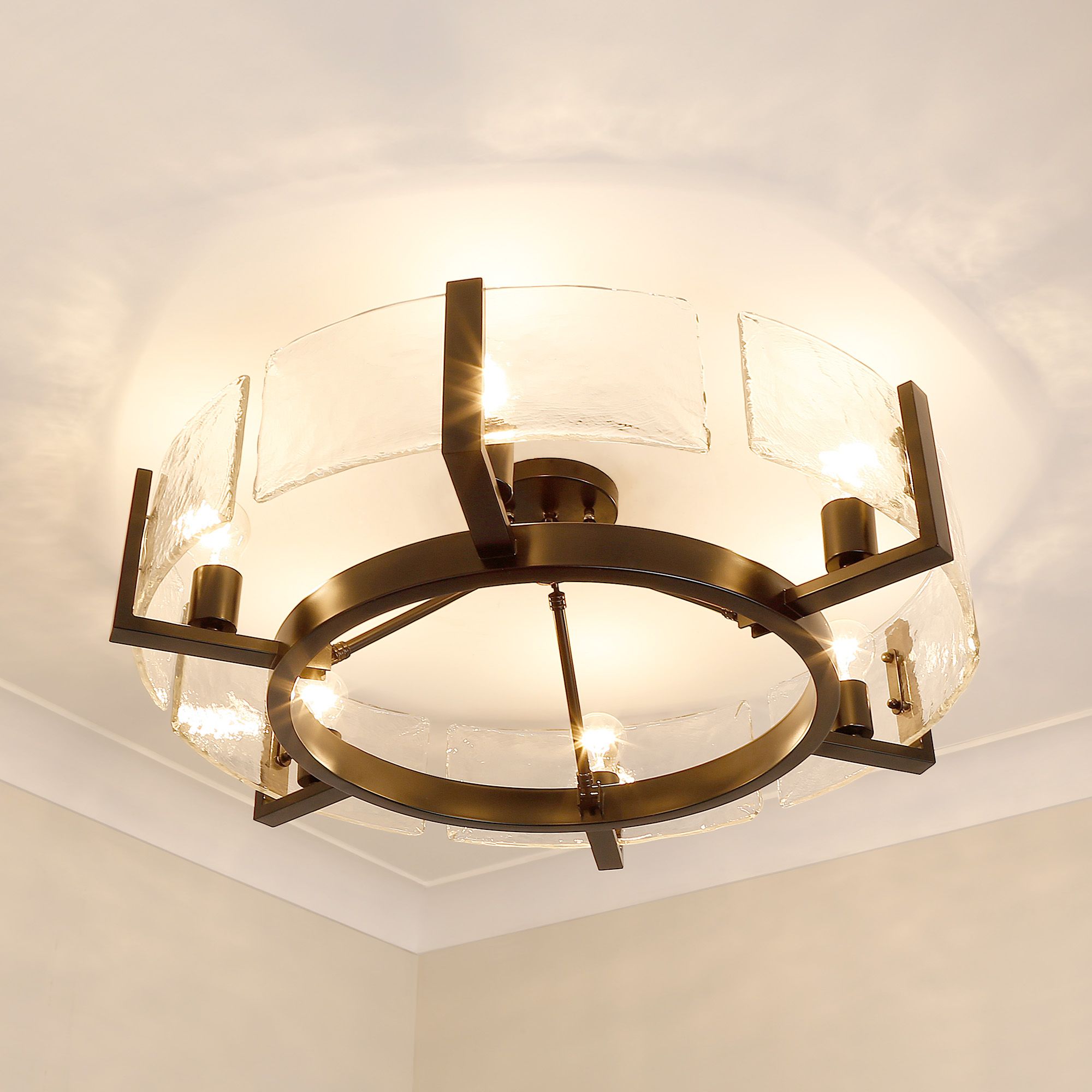 Golden Lighting Aenon 27 3/4" Wide Matte Black 6-Light Ceiling Light