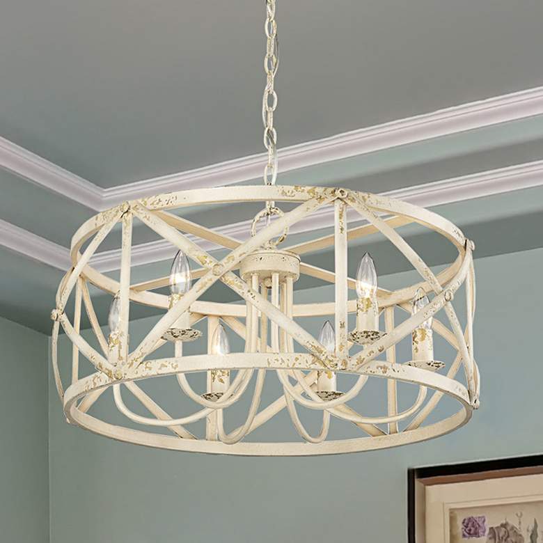 Image 1 Golden Lighting Alcott 26" Wide 6-Light Antique Ivory Chandelier