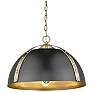 1_Golden Lighting Aldrich 18" Aged Brass Matte Black Dome Pendant Light