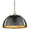 Golden Lighting Aldrich 18" Aged Brass Matte Black Dome Pendant Light