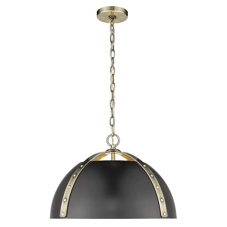 Image 2 Golden Lighting Aldrich 18" Aged Brass Matte Black Dome Pendant Light more views