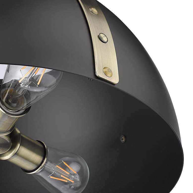 Image 6 Golden Lighting Aldrich 18" Aged Brass Matte Black Dome Pendant Light more views