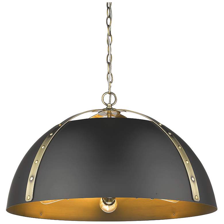 Image 1 Golden Lighting Aldrich 25" Brass and Matte Black 5-Light Dome Pendant