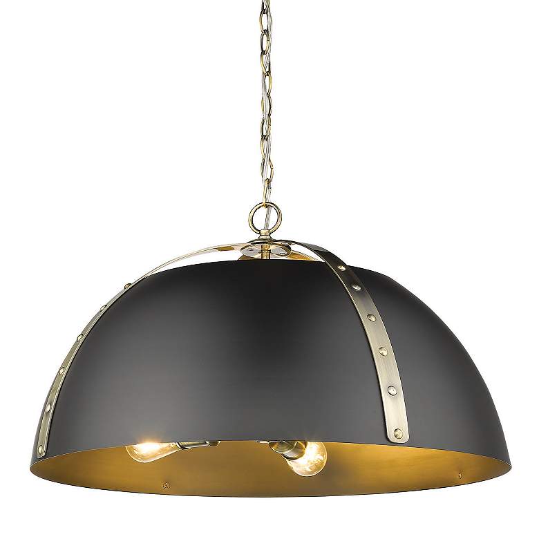 Image 3 Golden Lighting Aldrich 25" Brass and Matte Black 5-Light Dome Pendant more views