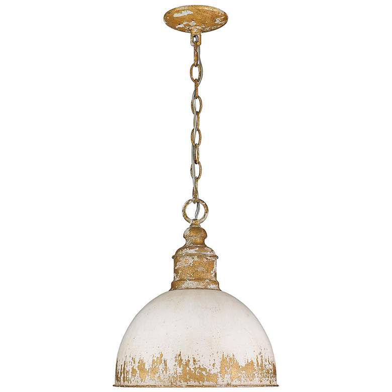 Image 4 Golden Lighting Alison 12" Vintage Gold Pendant Light with Ivory Shade more views
