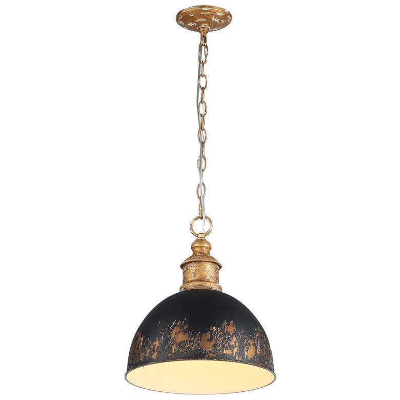 Image 4 Golden Lighting Alison 12" Vintage Gold Weathered Black Mini Pendant more views
